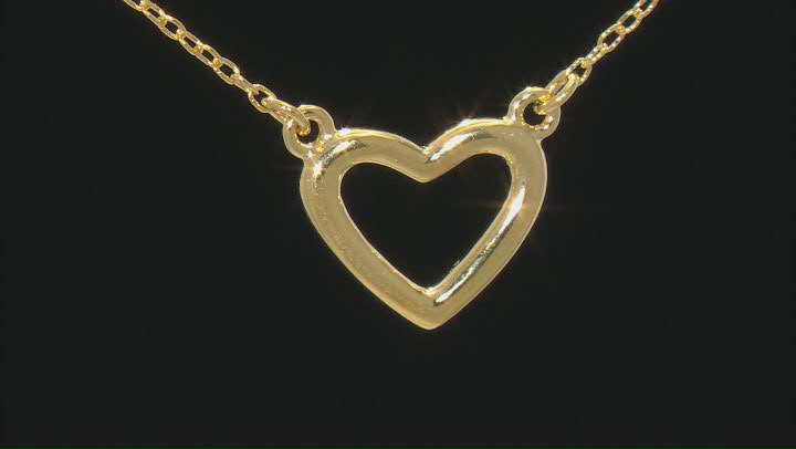 White Lab Created Sapphire 18k Yellow Gold Over Sterling Silver Heart Shaped Necklace .50ctw Video Thumbnail